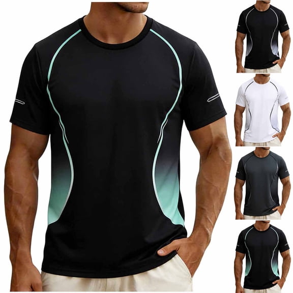FRSASU Men's Short Sleeve T-Shirts Athletic Casual Crewneck Stretch Pullovers Tops Summer Workout Running Tee Tops White-A