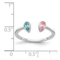 thumbnail image 2 of Solid 14k White Gold Blue Topaz and Pink Tourmaline Engagement Ring Size 6.5, 2 of 3