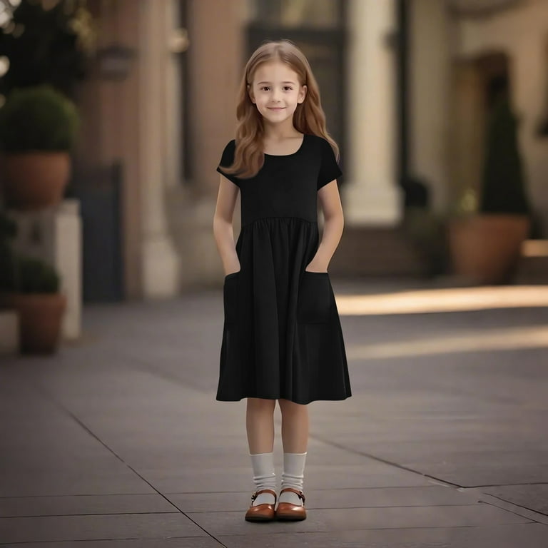 TQWQT Girls Black Dresses Summer Cute Basic Dress Size 10-12 Kids Crewneck School Dress Short Sleeve Girls Sundress Tween Girls T-Shirt Dress with Pockets Black 150 - Walmart.com TQWQT Girls Black Dresses Summer Cute Basic Dress Size 10-12 Kids Crewneck School Dress Short Sleeve Girls Sundress Tween Girls T-Shirt Dress with Pockets Black 150 - Walmart.com