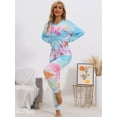 thumbnail image 3 of DARING DIVA Women's Tie Dye Long Sleeve Front Pocket Pajamas Set XS Blue, 3 of 7