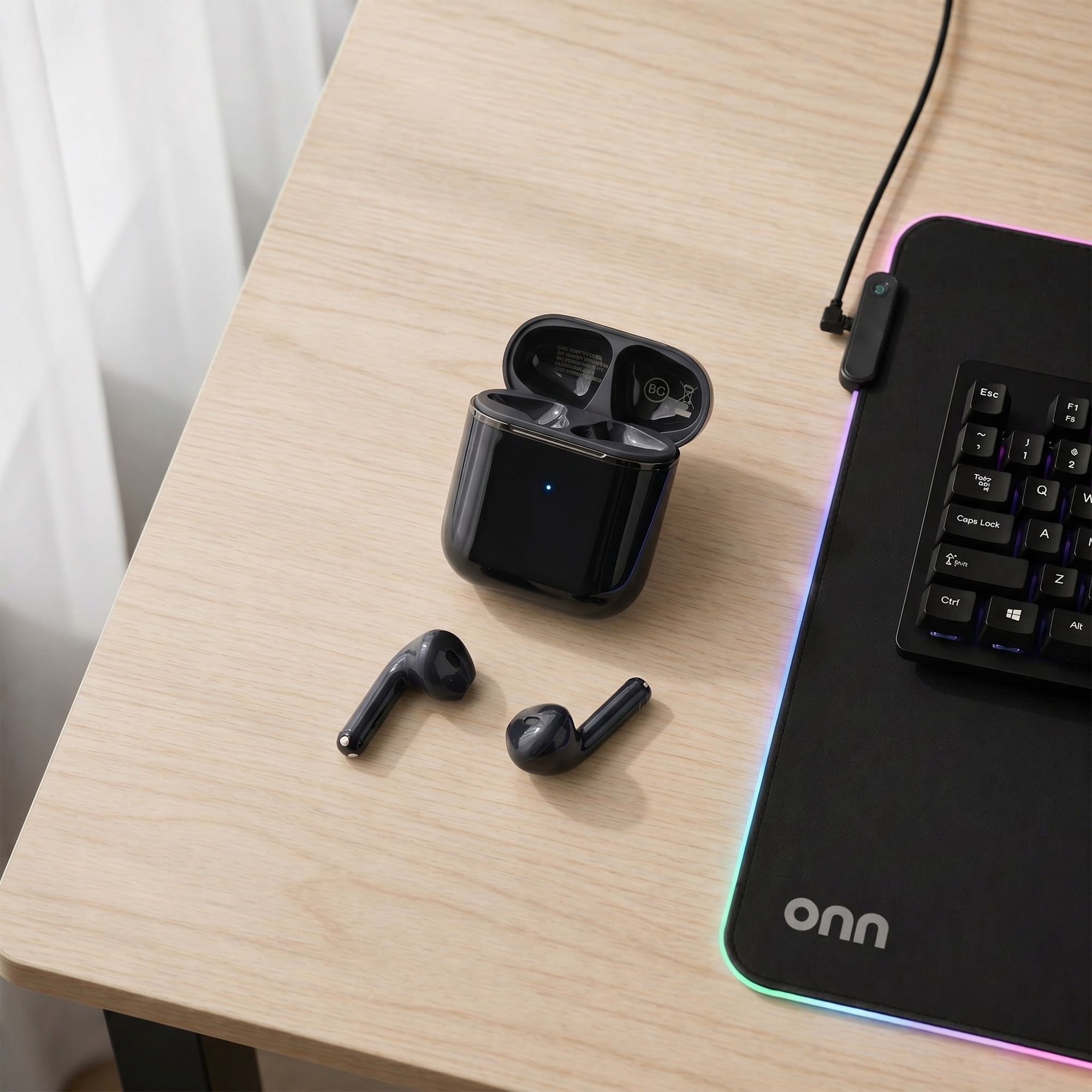 Onn Vibraudio Pro 2 Wireless Earbuds with Bluetooth and Noise Canceling, Black