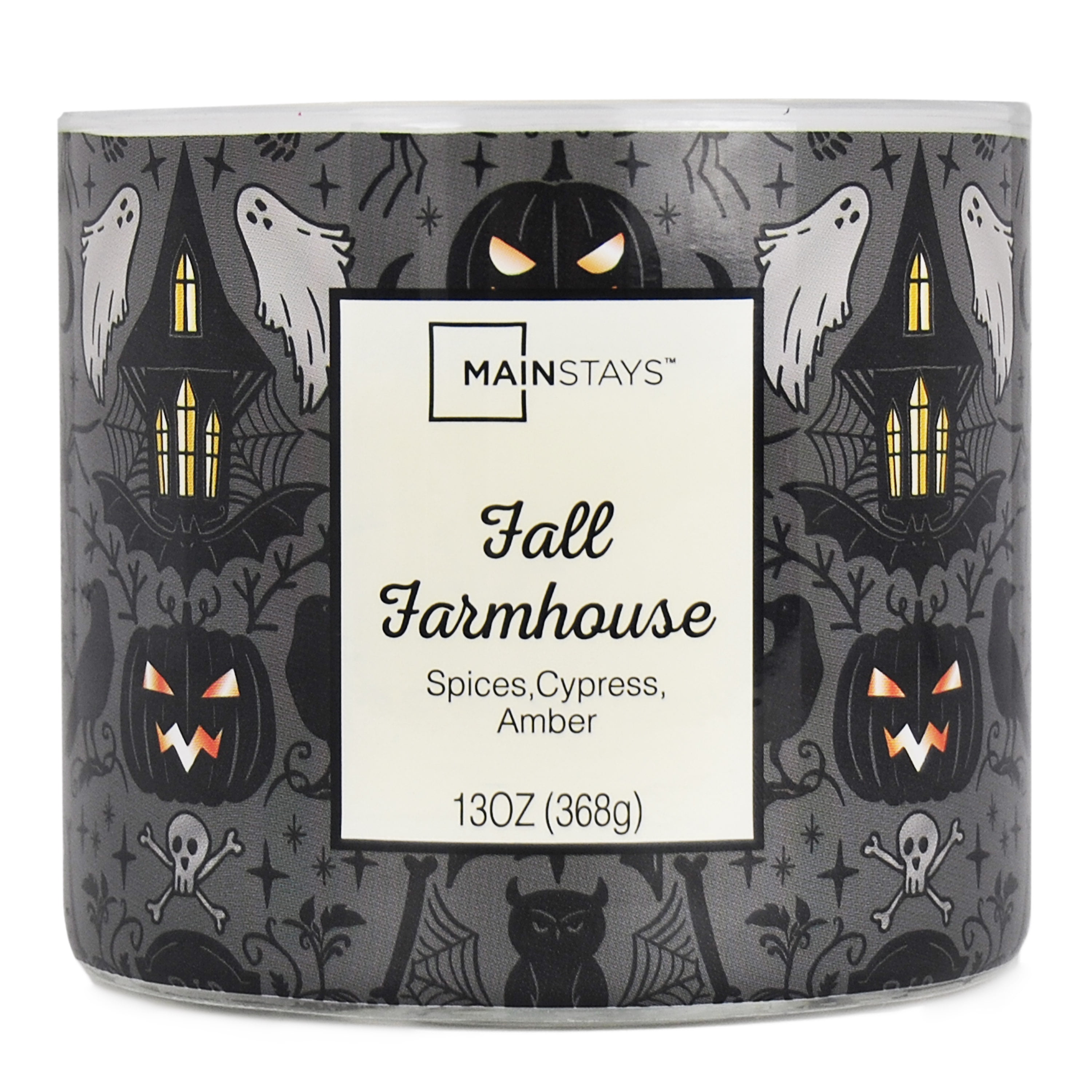 Mainstays Fall Farmhouse Halloween Candle, 13 ounce