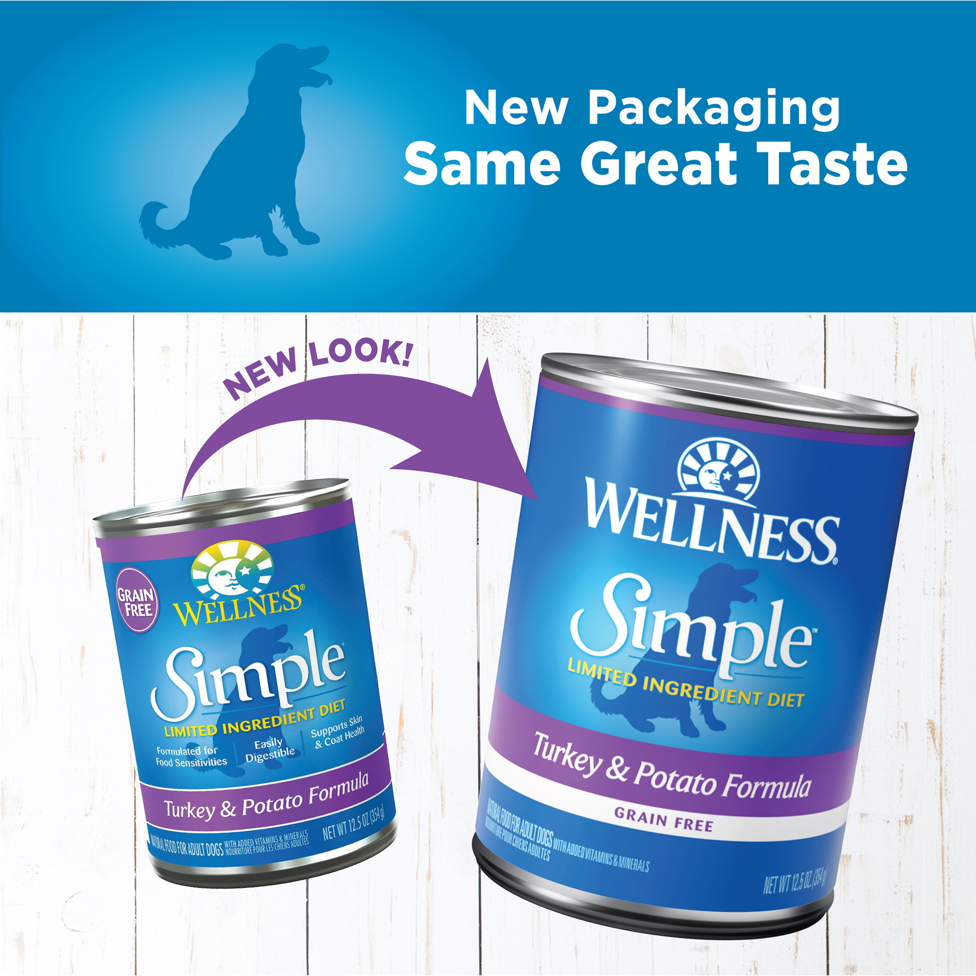 Wellness Simple Natural Wet Canned Limited Ingredient Dog Food, Turkey & Potato, 12.5-Ounce Can (Pack of 12) - image 3 of 7