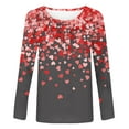 thumbnail image 3 of Cameland Chandails de la Saint-Valentin à Manches 3/4 à Col Rond pour Femmes, Décontractés, Mignons, à Imprimé de Cœur, T-Shirt, Grande Taille, Chandails à Enfiler, 3 of 3