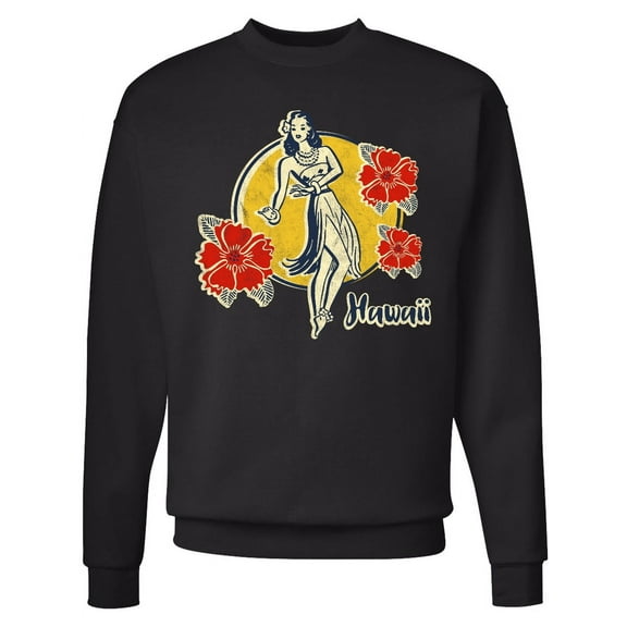 Inktastic Retro Hula Girl Adult Sweatshirt