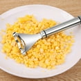 thumbnail image 6 of Stainless Steel Corn Cob Slicer Peeler Zipper Kernel Cutter Stripping Tool with Ergonomic Ambidextrous Non-Stick Handle, Serrated Blade - Silver, 6 of 7