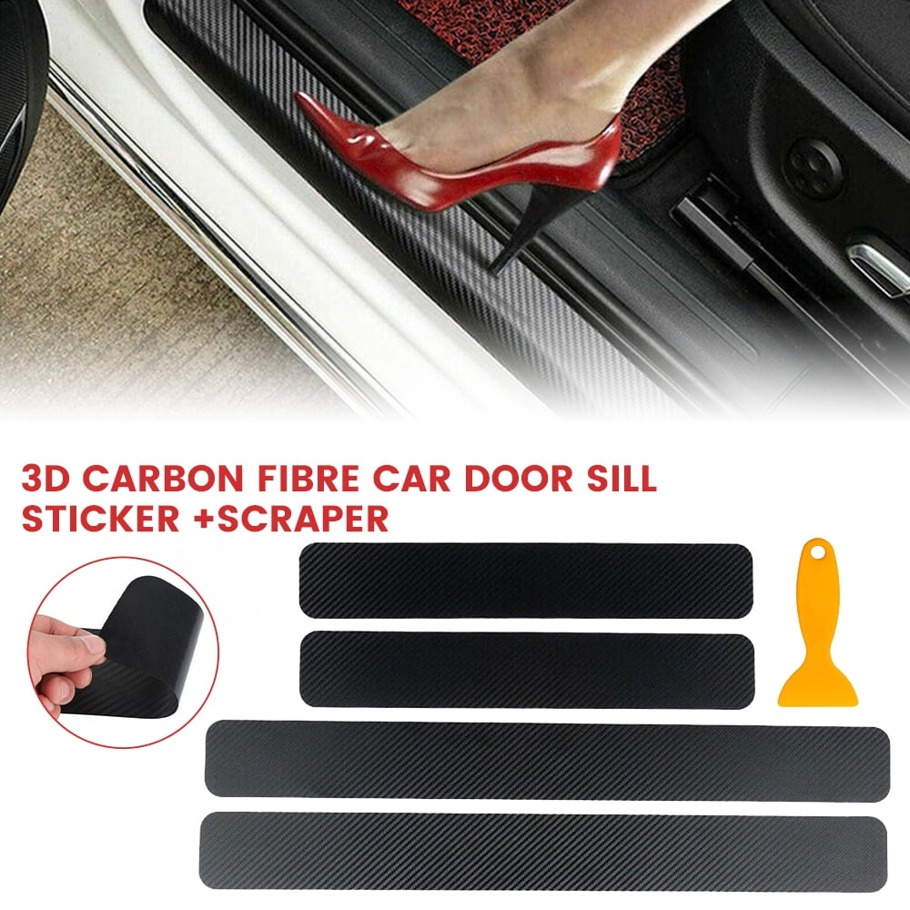 Car Carbon Fiber Sticker Front+Rear Bumper Scratch Protector Strip Accessories