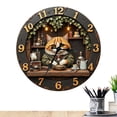 thumbnail image 2 of Vintage Cat Themed Wall Clock Silent Round Wooden Decorative Clock for Office, 2 of 9