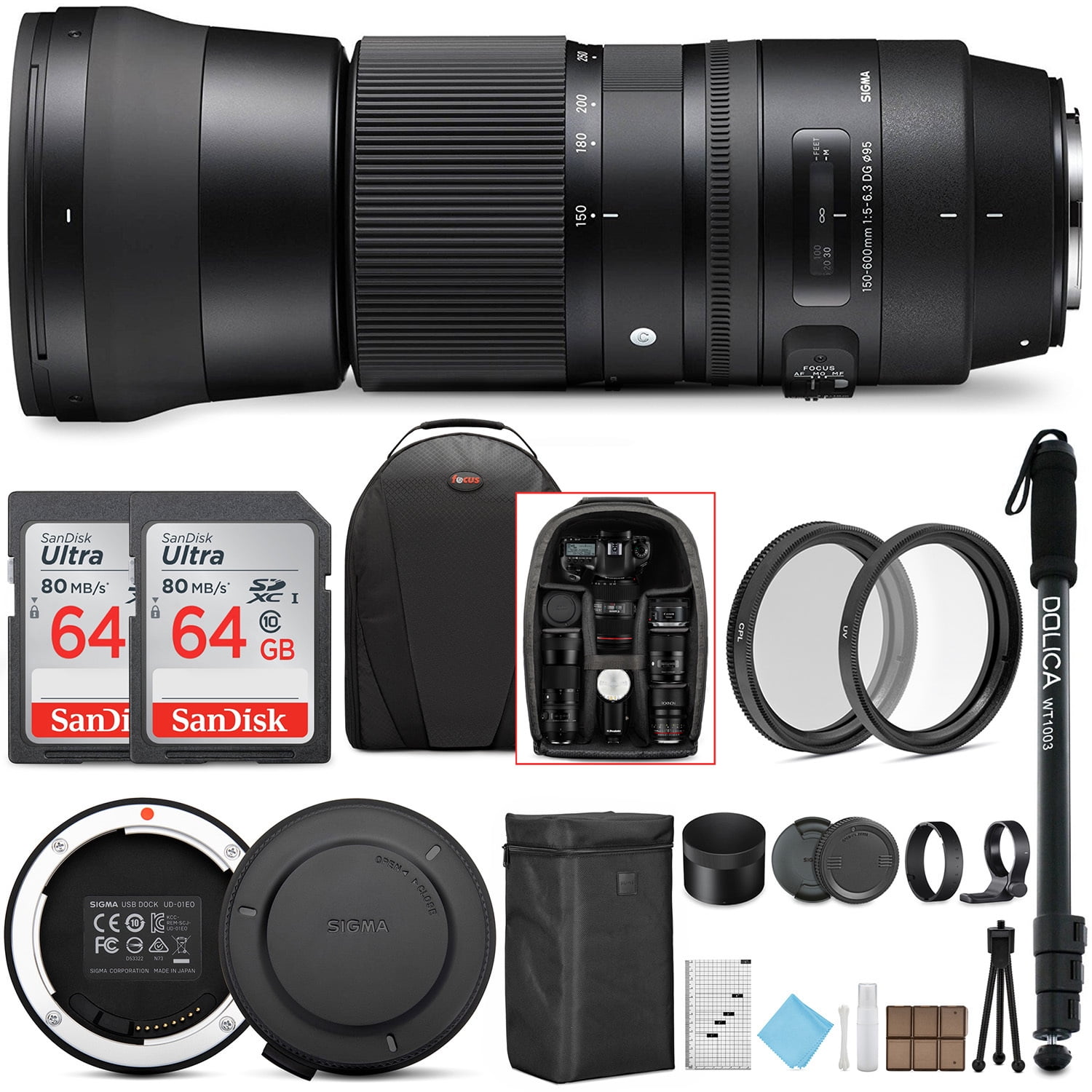 Sigma 150 600mm F 5 6 3 Dg Os Hsm Contemporary Lens Nikon With Usb Dock Bundle Walmart Com Walmart Com