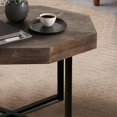 thumbnail image 3 of Octagonal Coffee Table with Patchwork Top and Metal Legs - Antique Brown Farmhouse Style, 3 of 10