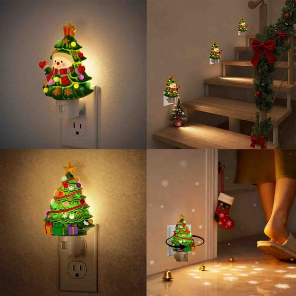Christmas Lights Christmas Tree Night Lights Plug Into Wall Christmas Gifts Cute Night Light for Plug In Nightlight Rotatable for Christmas Decorations Party Christmas Decorations Indoor Lights