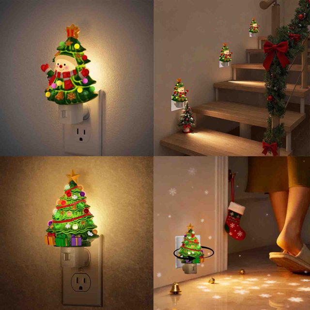 Sentmoon Christmas Lights Christmas Tree Night Light Night Lights Plug Into Wall Christmas Gifts Cute Night Light for Kids Plug In Nightlight Rotatable for Christmas Decorations Party