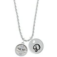 thumbnail image 1 of Delight Jewelry Silvertone Botonee Cross - Round Seal Silvertone Script Initial Disc - D - Charm Necklace, 20"+3", 1 of 4