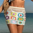 thumbnail image 2 of WREESH Women's Crochet Cover-Up Skirt & Sarong - Boho Swimsuit Wrap Beach Shorts Bathing Suit Linen Wrap Skirt White, 2 of 5