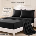 thumbnail image 4 of Lux Decor Collection Queen Bed Sheets Set Brushed Microfiber High GSM, 4 Piece Sheet Set Upto 16 Inches Deep Pocket Bedding Sheets & Pillowcases - Black, 4 of 10