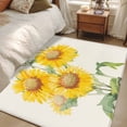 thumbnail image 4 of Yellow Flowers Area Rugs 4x6 ft Sunflower Watercolor Plant Green Leaf Beige Washable Rug Non Slip Indoor Carpet Absorbent Floor Mat for Living Room Bedroom Dining Room, 4 of 9