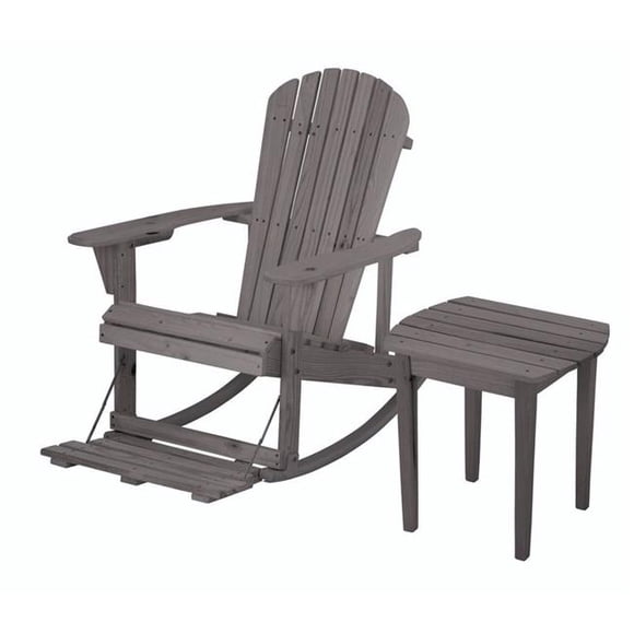 Chaise Berçante Adirondack à Gravité Zéro avec Repose-Pieds Intégré et Ensemble de Table d'Appoint, Gris Foncé, Ensemble de 2