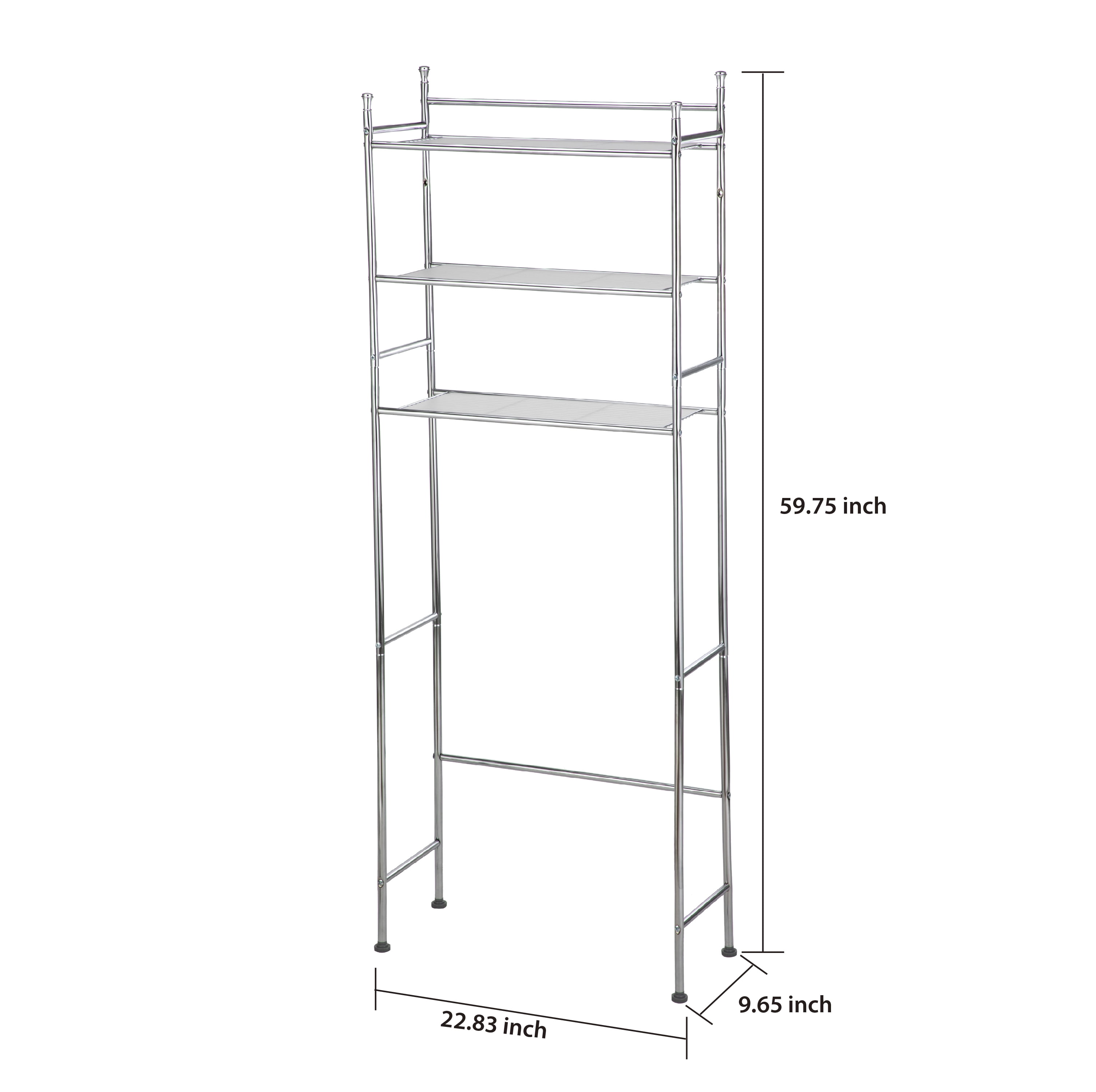 Mainstays over-the-Toilet 3 Shelves Bathroom Space Saver, Chrome Finish