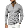 thumbnail image 2 of StSilkitty Men's Long Sleeve Shirts Lightweight Crewneck 3 Buttons T-Shirts Loose Casual Comfy Pullover Tops, 2 of 7