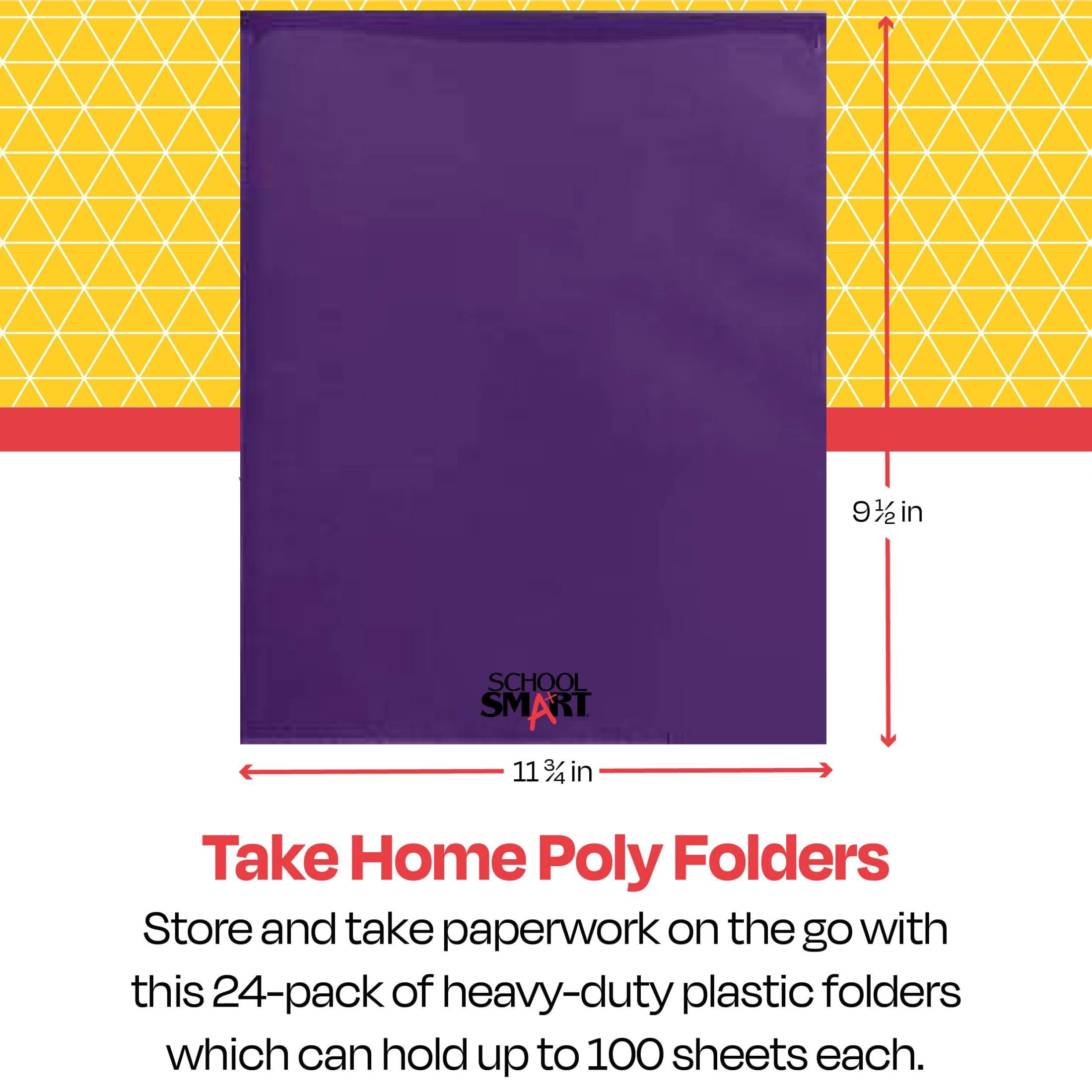 School Smart 1540640 Take Home Heavy-Duty Folder, Purple - Pack of 24