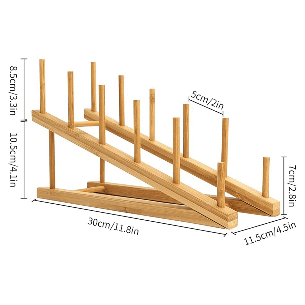 4 PCS Wooden Dish Rack Bamboo Plate Rack Stand Pot Lid Holder, Dish Drying Rack Kitchen Cabinet Organizer for Dish Plate,4 x Dish Rack,Wood color