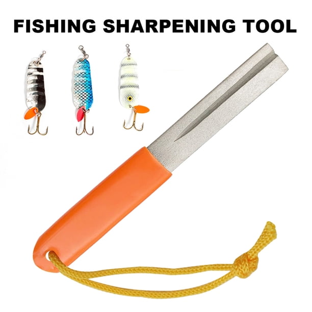 Sacapuntas de gancho con mango de goma para piedra de amolar de diamante para herramienta de pesca (naranja)