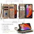 thumbnail image 5 of Compatible with iPhone 8 Plus / 7 Plus Wallet Case with Card Holder【RFID Blocking】 Zipper Phone Case Wallet Wristlet Durable PU Leather Magnetic Flip Folio Cover for Women and Men, Brown, 5 of 16