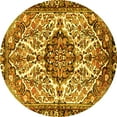 thumbnail image 1 of Ahgly Company Machine Washable Indoor Round Persian Yellow Traditional Area Rugs, 5' Round, 1 of 4