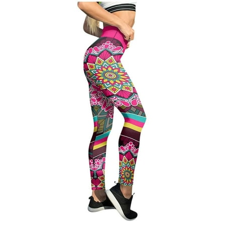 

AKOEE Women s Printed Yoga Pants High Waist Casual Straight Long Pants