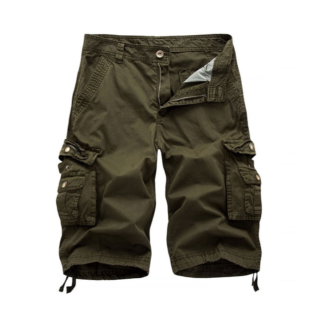 Dalazy Cargo Shorts Pantalons Décontractés Homme Tenue de Travail Résistance à l'Usure Polyvalent Intérieur Lavable Commodité Multi Poches Vert 30