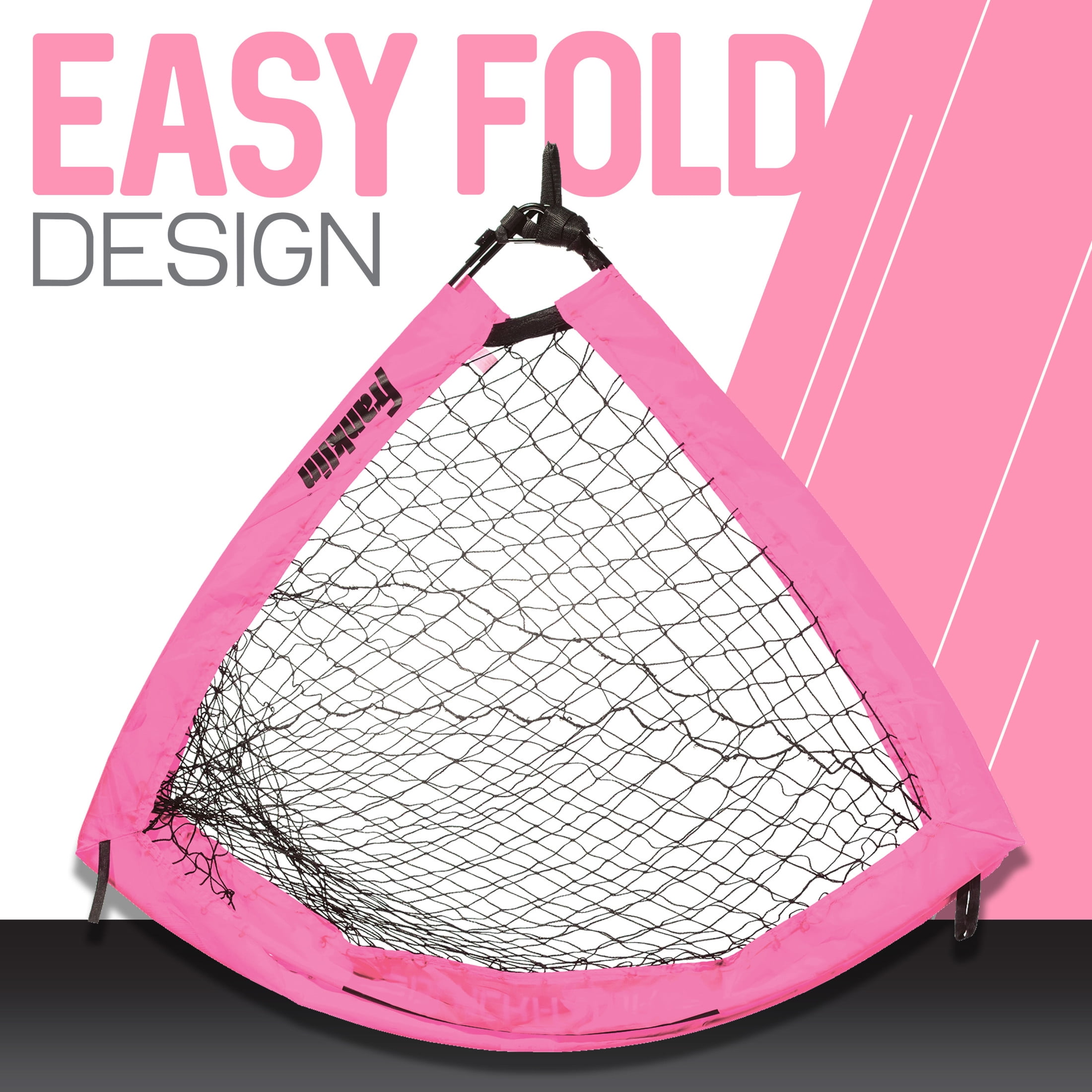 Franklin Sports Blackhawk Soccer Goal - Pop up - Mini Foldable Net - Adult + Kids - 4' x 3' - Pink