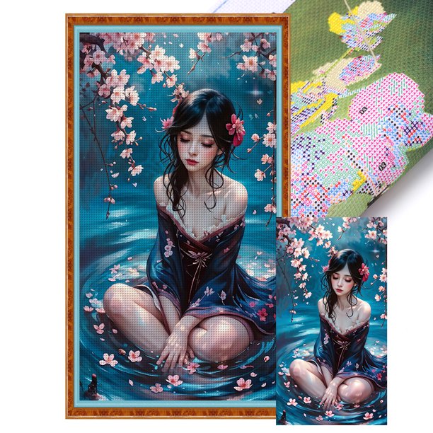 Kit Punto Cruz para Niña Bordado Con Hilo Algodón Ecológico 11CT Arte 40x70cm