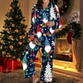 thumbnail image 4 of Christmas Pajamas Women's Two-Piece Christmas Pajamas Long Sleeve Button Shirt and Pants Set Home Clothes, 4 of 9