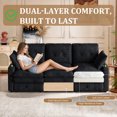 thumbnail image 4 of Timbernest 89" Sectional Sofa for Living Room, 3 Seater Chenille Cloud Couch with Storage, USB Ports, Black, 4 of 9