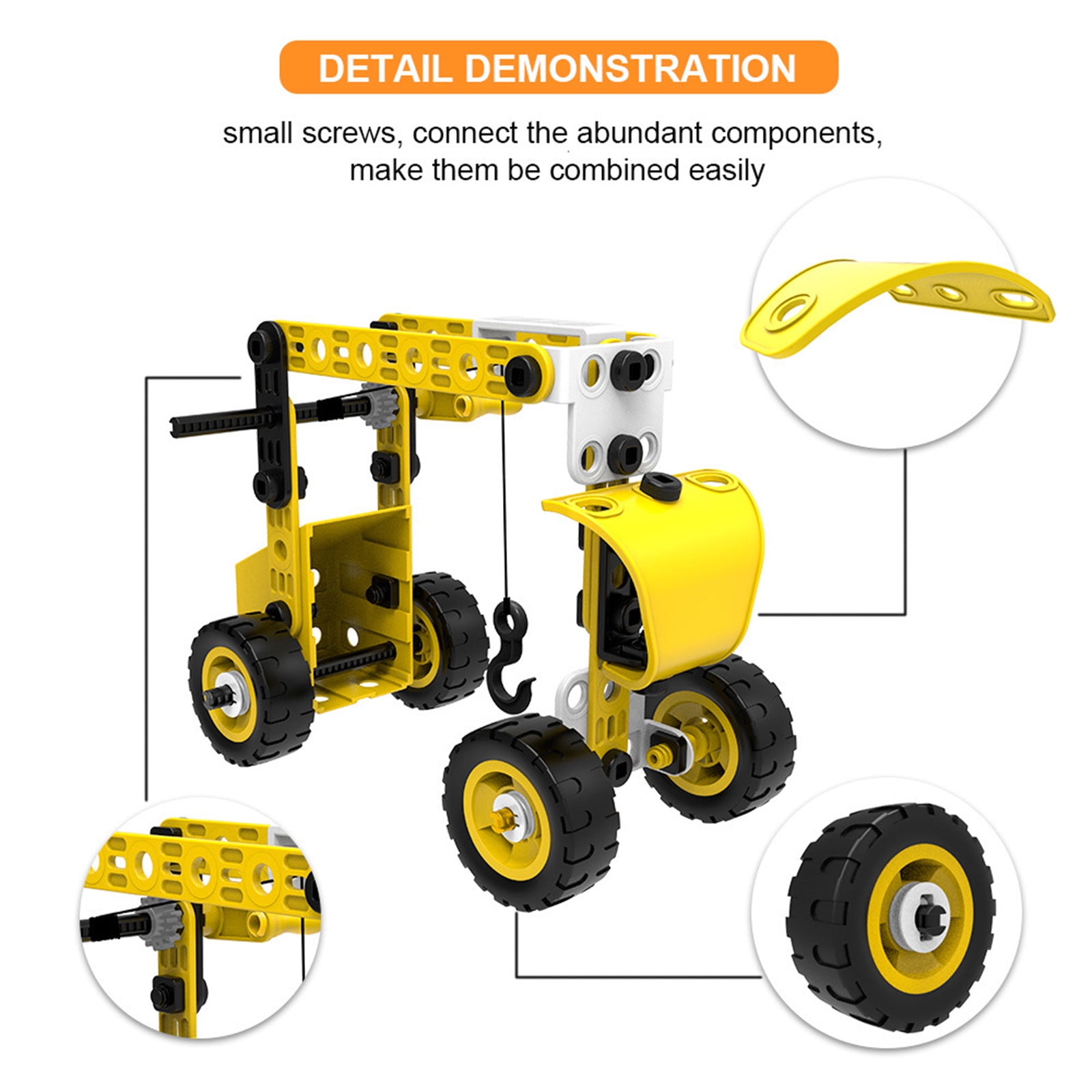 SIYTUAU 8 In1 Building Kit Toys Erector Set With 100Pcs Diy Engineering Blocks Creative Construction Educational Gift For Boys 6-12 Years Old Yellow Plastic Assembling Toy