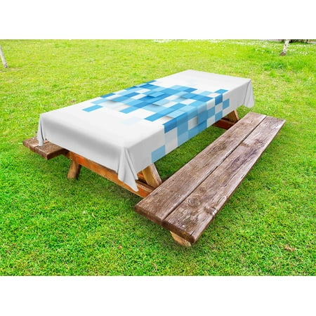 

Abstract Outdoor Tablecloth 3D Graphic Illustration Squares Pattern Modern Mosaic Geometric Design Decorative Washable Fabric Picnic Tablecloth 58 X 104 Inches Pale Blue Blue White by Ambesonne