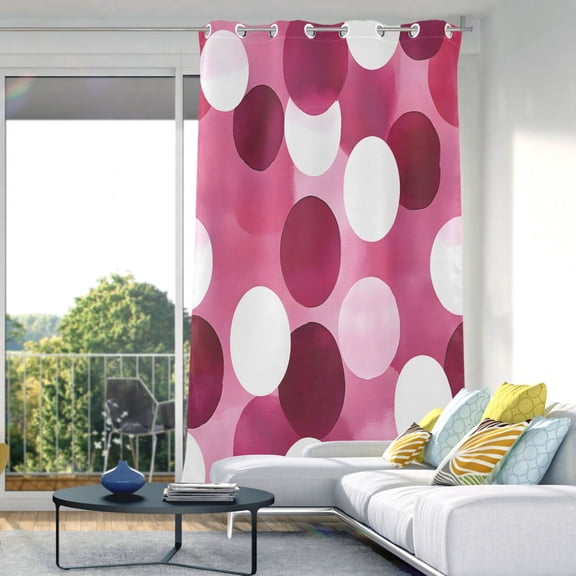 Polka Dots Pink Blackout Curtains 84"x52" Thermal Insulated Curtain 1 Panel