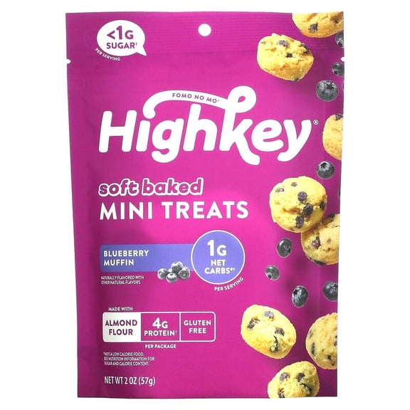 HighKey Soft Baked Mini Treats Blueberry Muffin 2 oz (57 g) Pack of 4