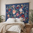 thumbnail image 3 of Navy Blue Flowers Tapestry for Bedroom Wall Hanging Tapestry, Spring Vintage Floral Leaves Farmhouse Ceiling Backdrop Tapestries Poster Blanket Wall Decor for Teens Room Living Room Dorm 51" x 59", 3 of 8