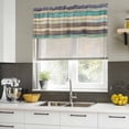 thumbnail image 4 of Brown Teal Home Curtain Valances for Windows, Kitchen Valance Window Treatments Panel 2 Pack, Vintage Farmhouse Retro Wooden Rod Pocket Short Curtains for Bathroom Bedroom 54 x 18 Inch, 4 of 8