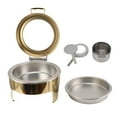 thumbnail image 2 of Plat à Chafing Rond pour Buffet 6L - Réchauffeurs de Nourriture en Acier Inoxydable pour Fêtes et Traiteur, avec Couvercle Rabattable de 90° et Support en Verre, Chauffe-Alcool, 2 of 7