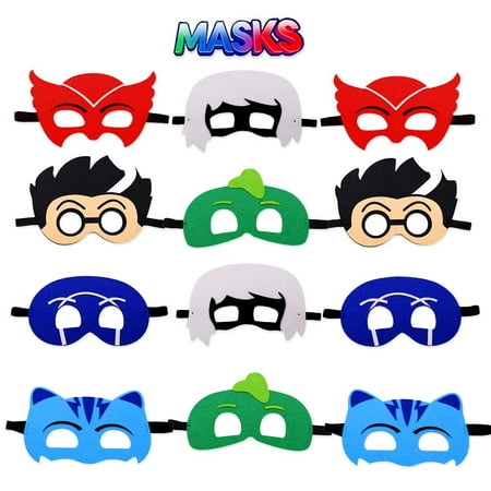 Felt Masks 12 pcs for PJ MASKS Inspired Party Supplies Cosplay Character Mask Party Favors for Kids Boys or Girls - Catboy Owlette