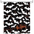 thumbnail image 2 of Halloween Shower Curtain, Happy Halloween Black White Bat Ghost Shower Curtain for Bathroom, Orange Star Moon Holiday Decor Waterproof Fabric Set with 12 Hooks 72x72 in, 2 of 6
