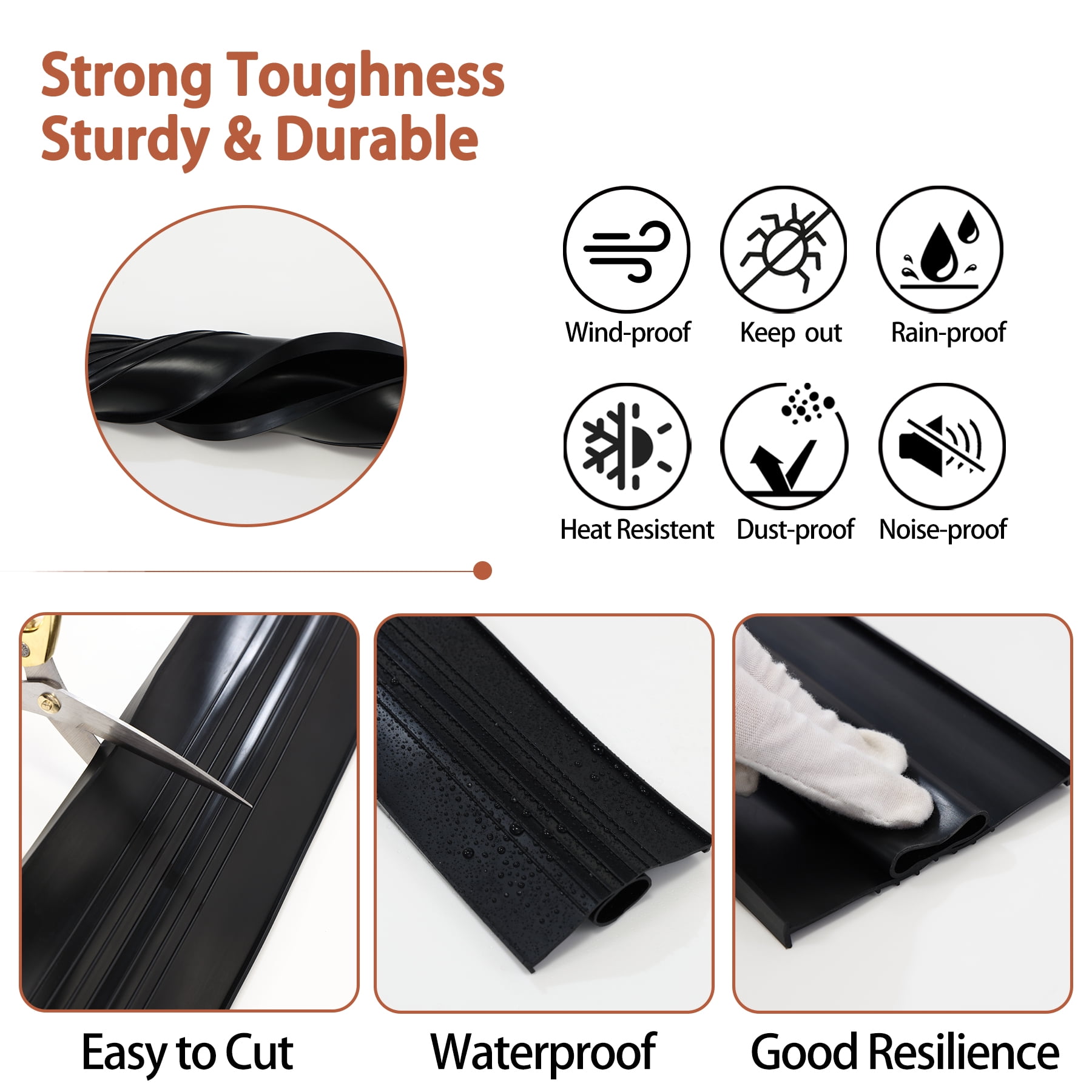 Gaahing Garage Door Bottom Seal Strip, 9.8 FT Replacement Weather Stripping, Impact Buffer Sealing Weatherstrip, Fits 5/16" T-End Double Track