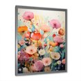 Designart "Pink and Orange Spring Meadow Harmony" Floral Framed Wall