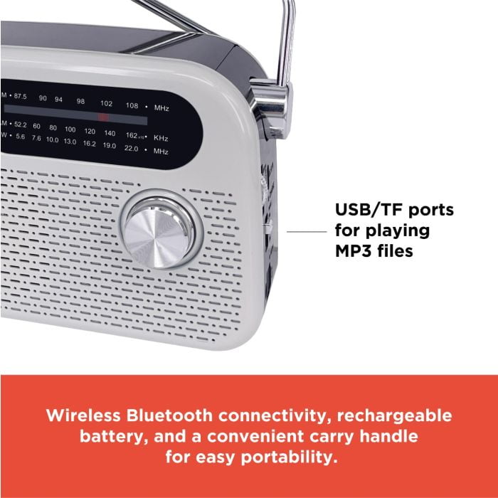 RadioShack AM/FM/SW 3-Band Vintage Radio with Bluetooth function and USB/TF ports