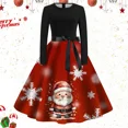 thumbnail image 3 of Vestido Rockabilly de manga larga con estampado de árbol de Papá Noel para mujer, vestido de fiesta de Navidad, Pin up, Vintage, invierno, 2023, 3 of 5