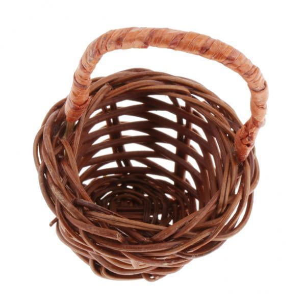 2x1/12 Dollhouse Miniatura Vintage Rattan Basket Simulación Muebles Modelo CUTICAT Cesta de miniaturas de casa de muñecas