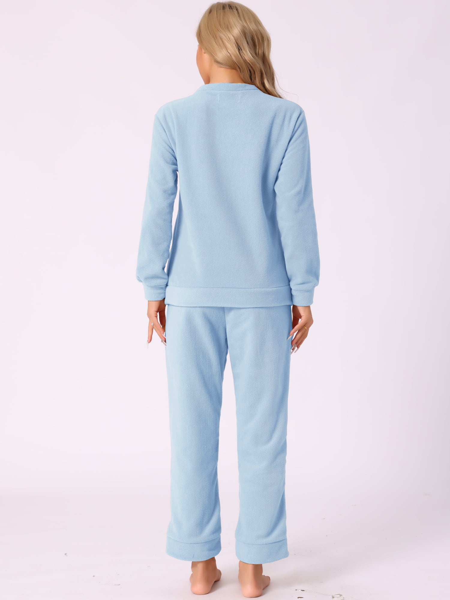 DARING DIVA Women's 2-Piece Fuzzy Flannel Pajama Sets S Light Blue