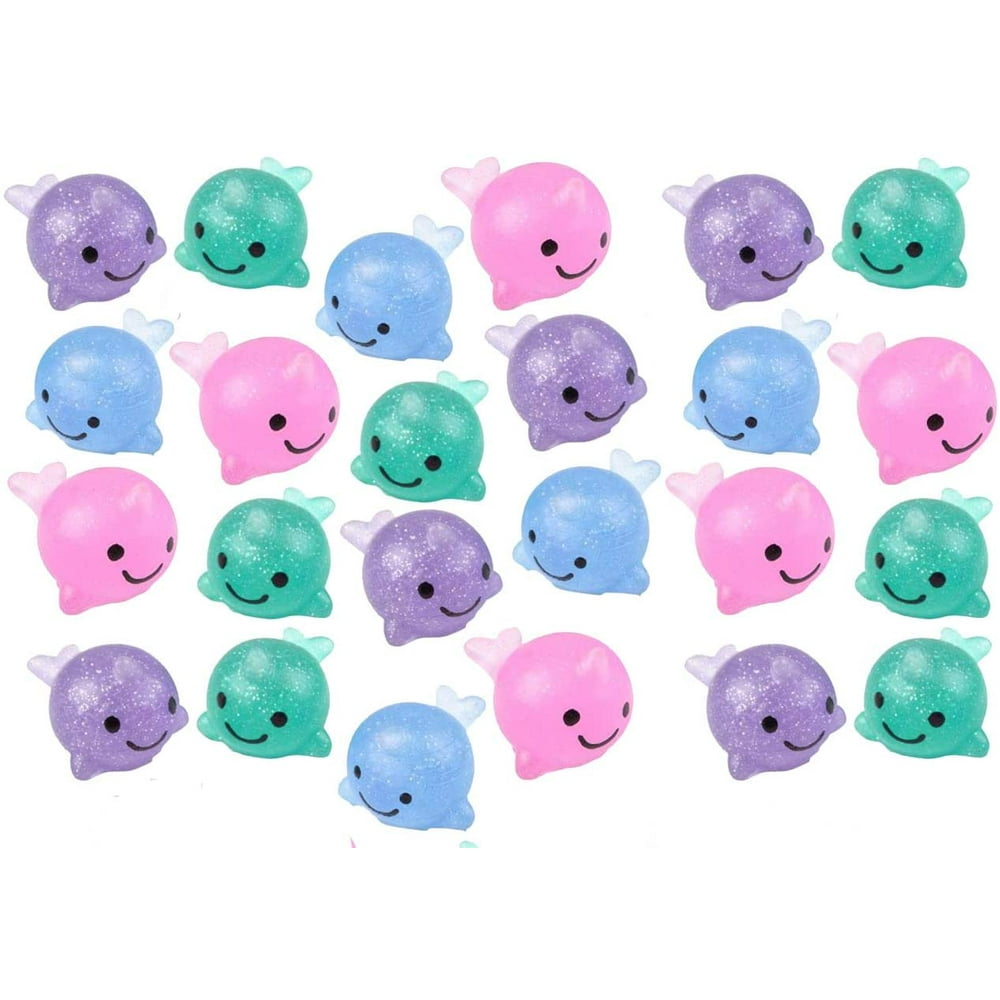 Set of 24 Narwhal Ocean Sea Animal Mochi Squishy - Adorable Cute Kawaii - Individually Wrapped